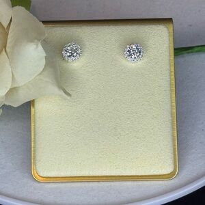 Crystal Halo Stud Earrings In Silver Made with Swarovski Crystals